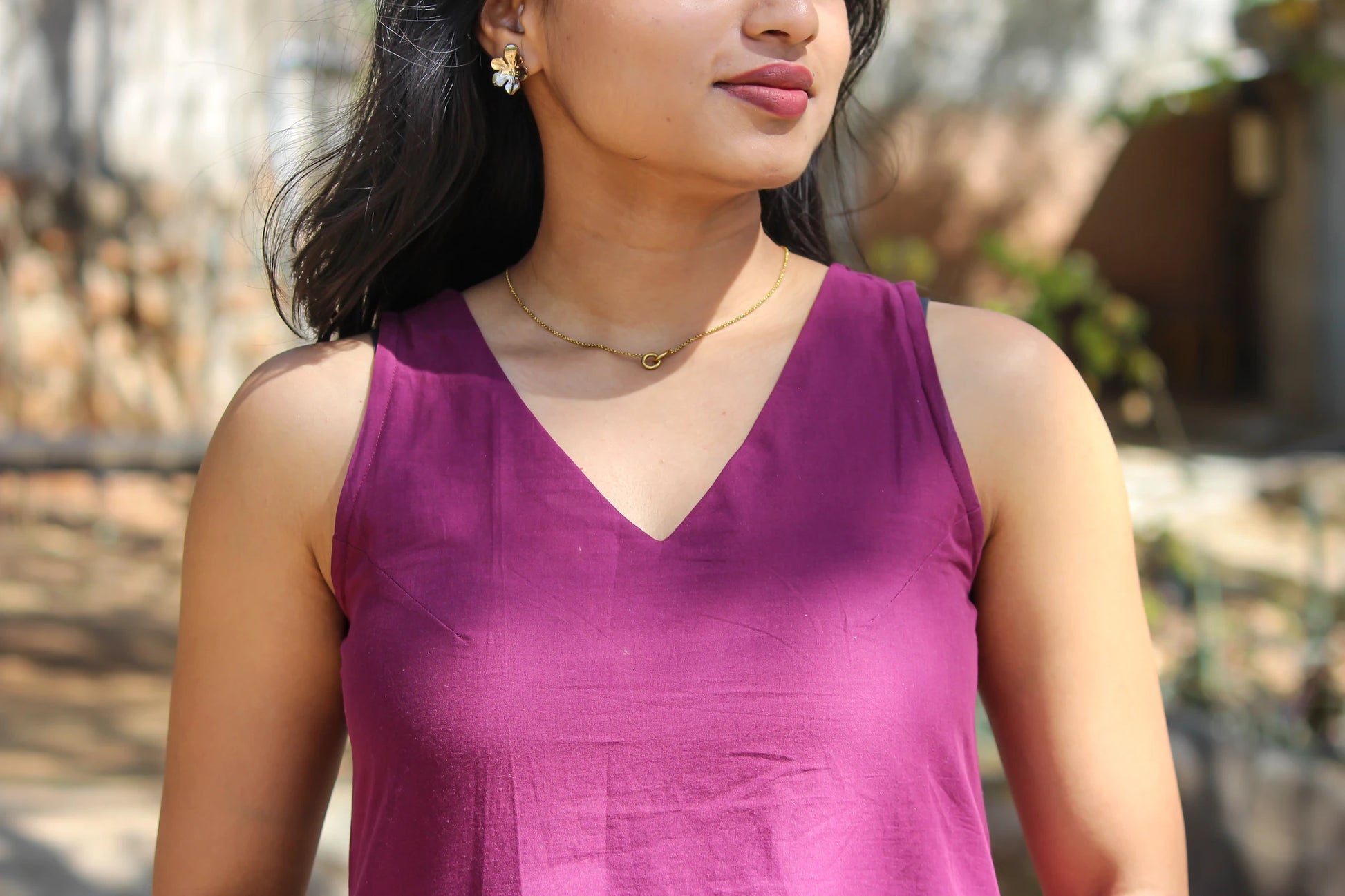 Bloom V Neck A Line Kurti with Pockets - Bimba Studio 