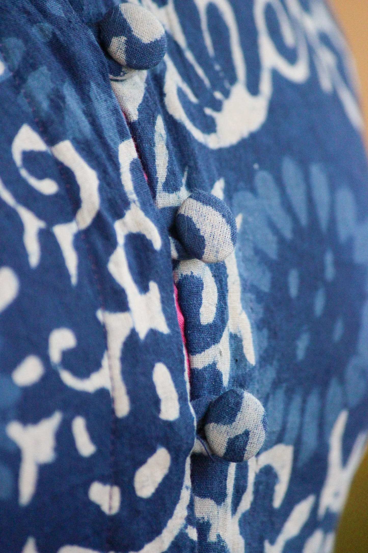 Indigo Hand Block Front Slit Kurti - Bimba Studio 