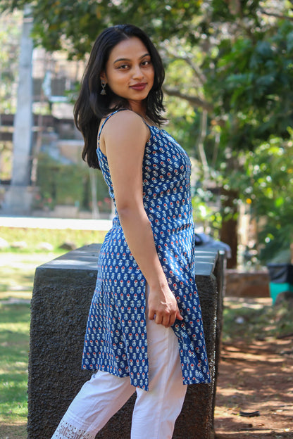 Neeli Floral Spaghetti Strap Kurti - Bimba Studio 