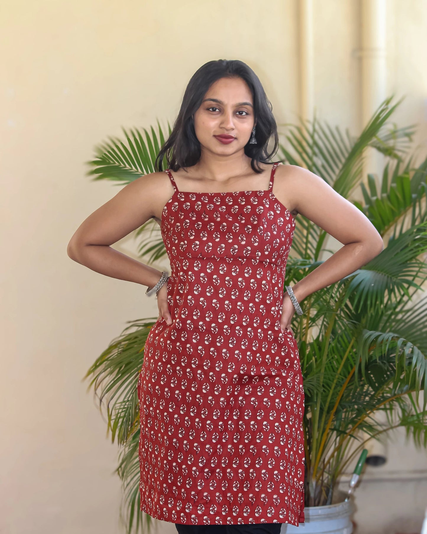 Sindhoor Spaghetti strap kurti - Bimba Studio 