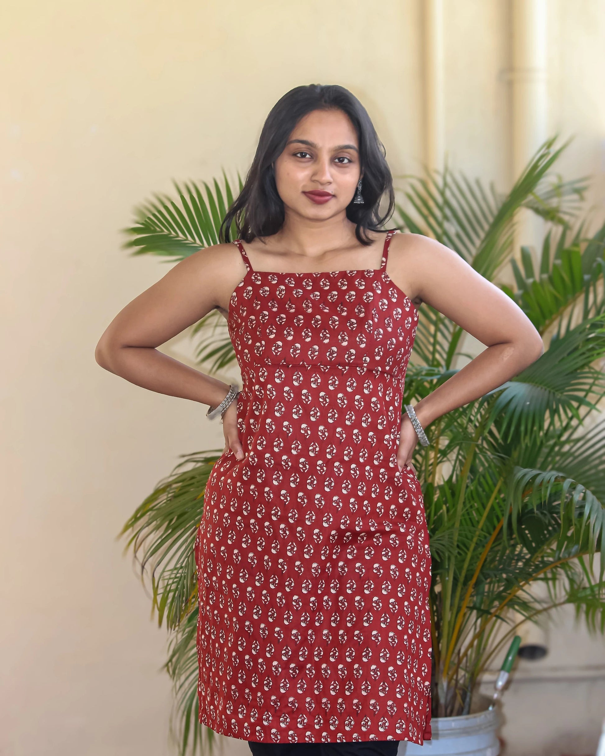 Sindhoor Spaghetti strap kurti - Bimba Studio 