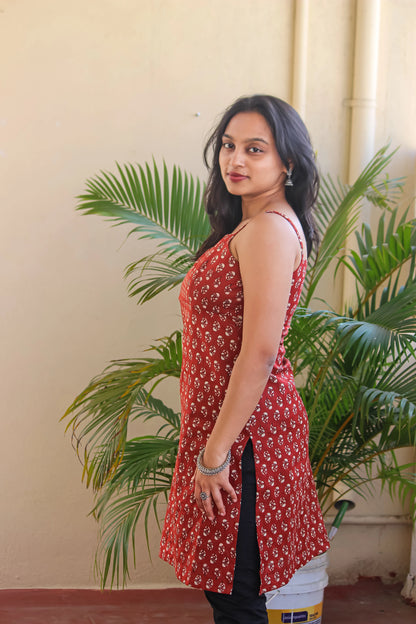 Sindhoor Spaghetti strap kurti - Bimba Studio 