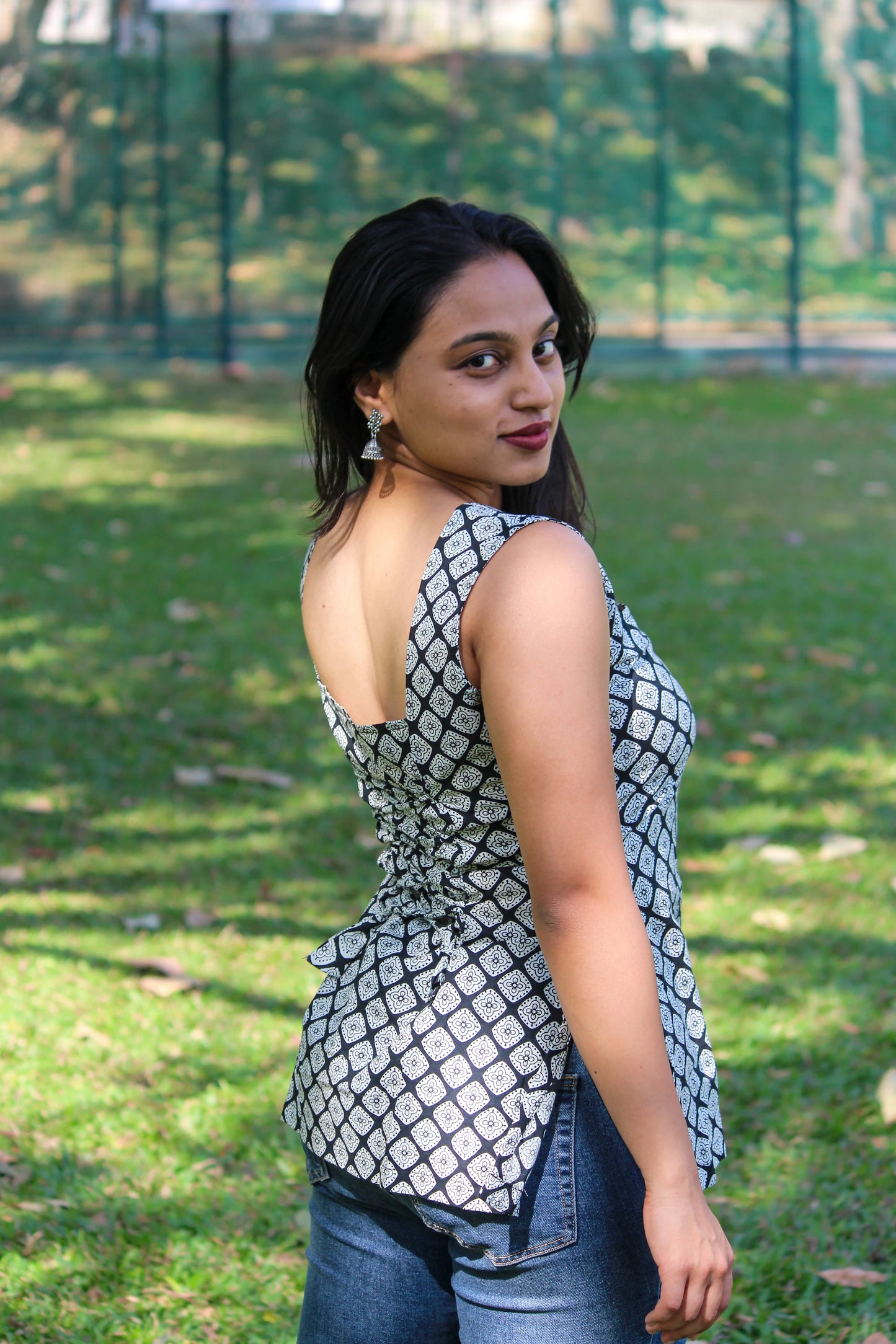 Chitrakari sleeveless printed kurti - Bimba Studio 