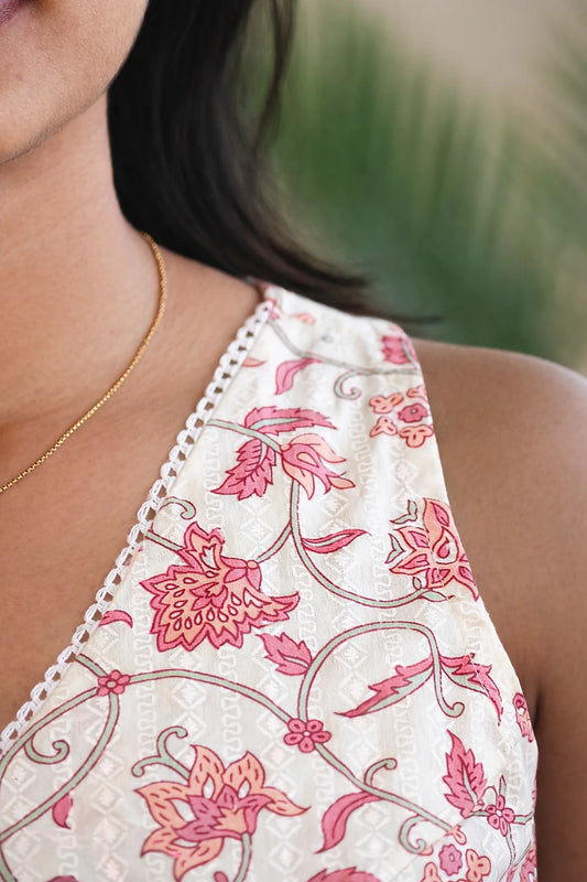 v neck peplum pink top for women front