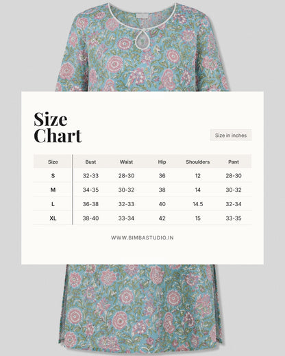 Lilly Floral Handblock Cotton Co-ord Set