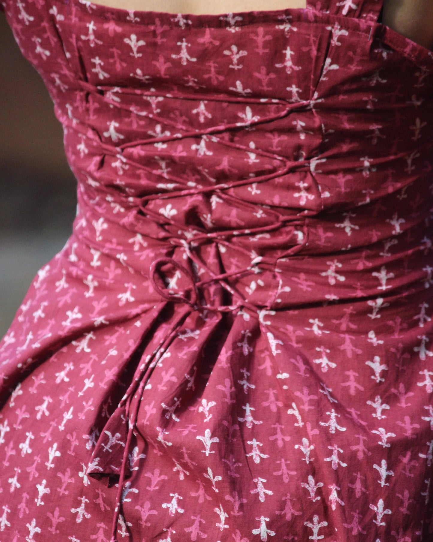 Ira wine red printed corset kurti - Bimba Studio 