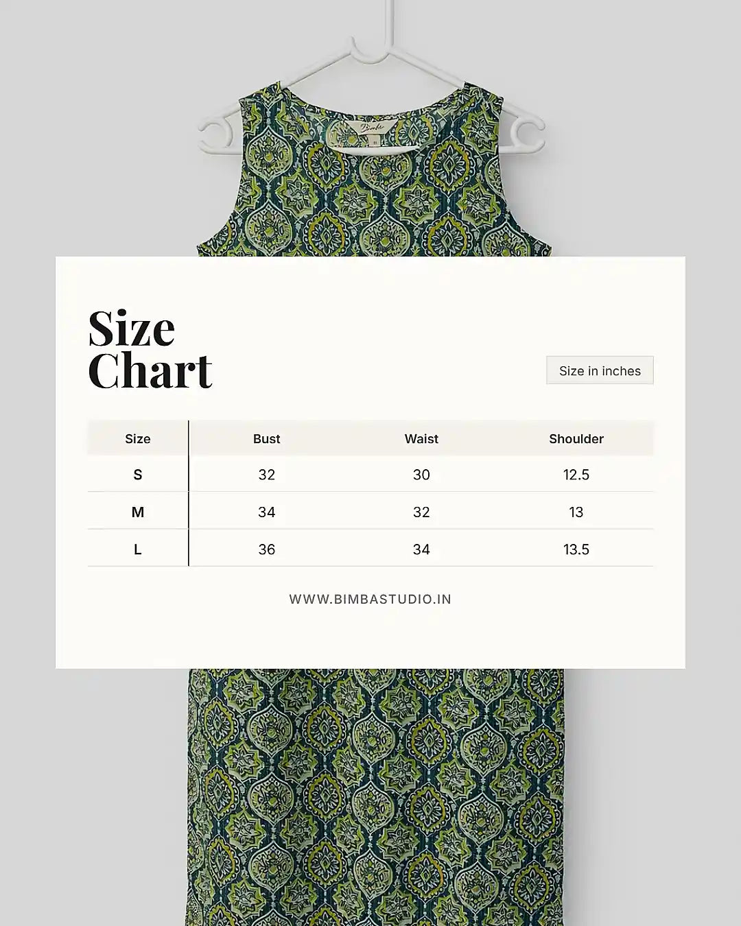 Chiguru Classic Green Khata Cotton Sleeveless Kurta - Bimba Studio 