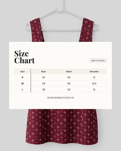 Ira wine red printed corset kurti - Bimba Studio 