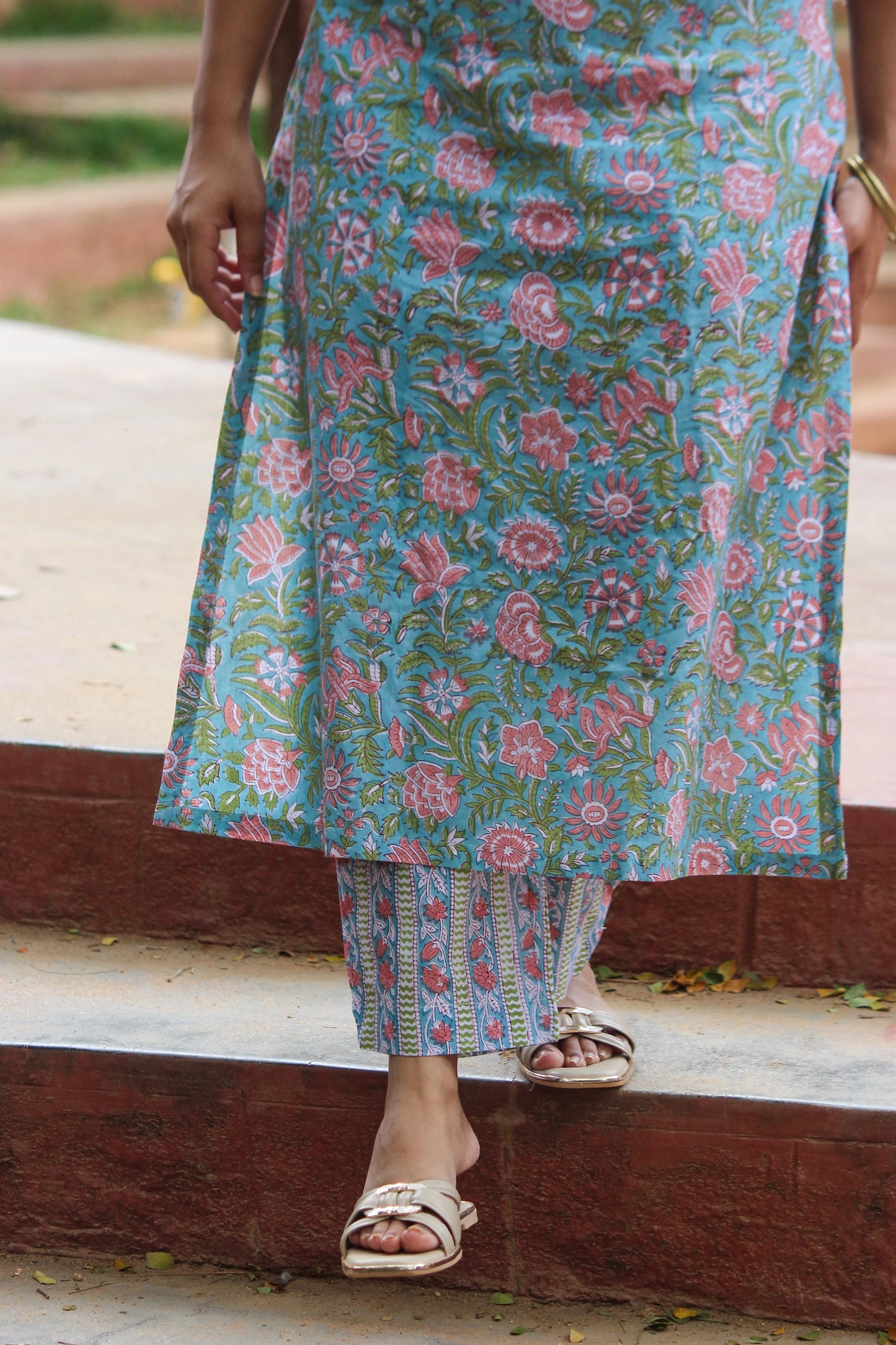 Floral cotton co-ord set for women with matching pants by Bimba Studio.